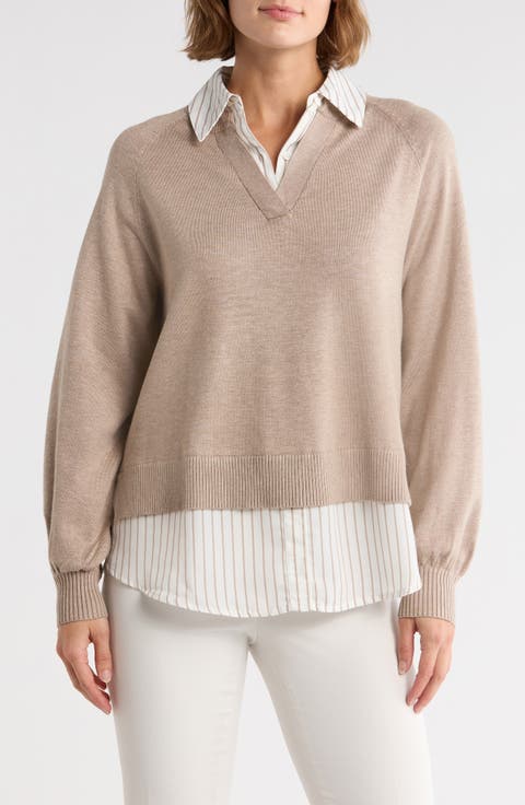 V-Neck Twofer Sweater