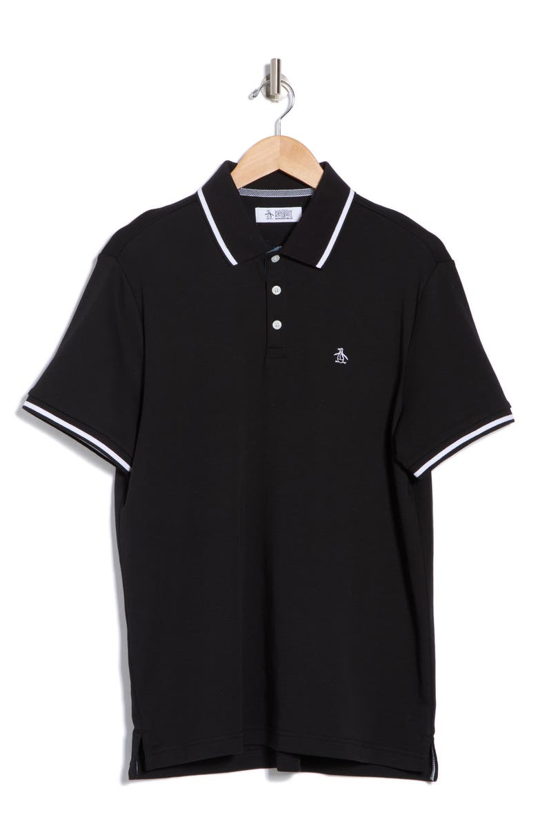 Original Penguin Contrast Tipped Polo, Alternate, color, True Black