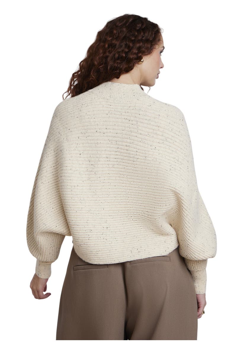 Oversized Mock Neck Batwing Sweater (plus), Main, color, MARLED BLACK WHITE