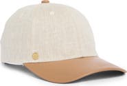 Vince Camuto Linen and Faux Leather Baseball Cap