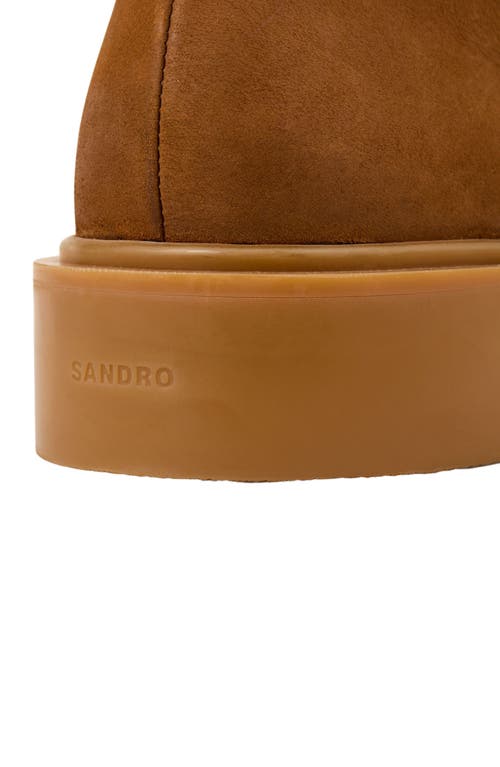 Sandro Nubuck And Leather Boots In Brown