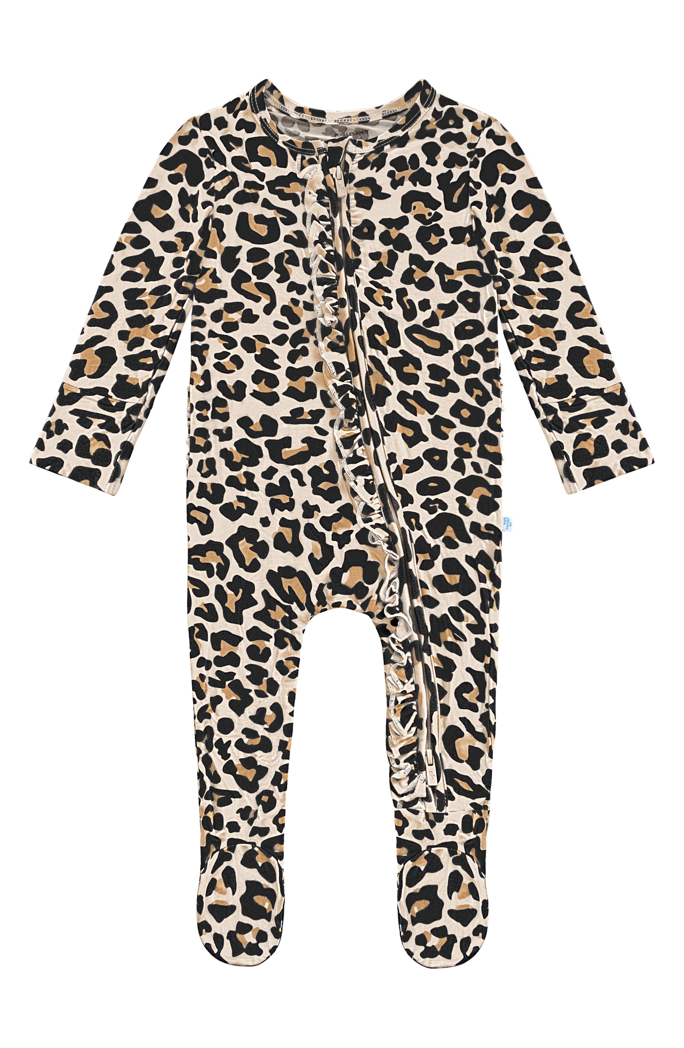 Posh Peanut Lana Leopard Ruffle Footie 