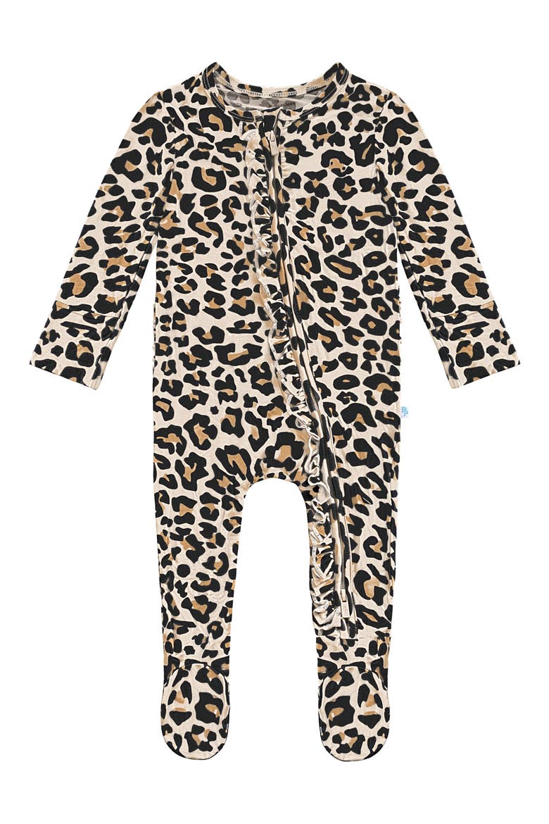 Lana Leopard Ruffle Footie, Main, color, LANA LEOPARD