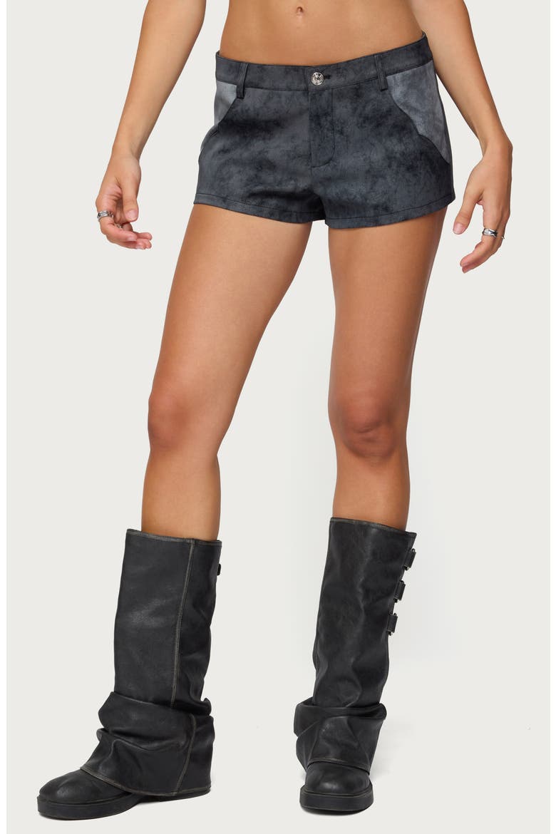 Rhiley Contrast Faux Suede Shorts, Main, color, DARK-GRAY