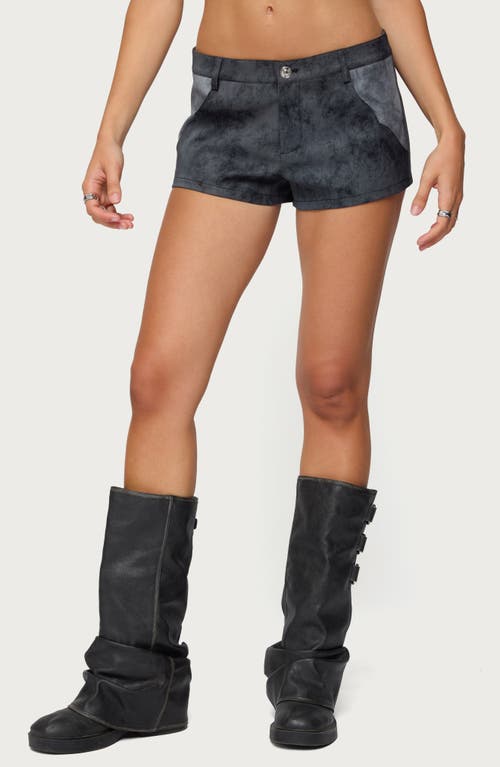 Edikted Rhiley Contrast Faux Suede Shorts In Gray