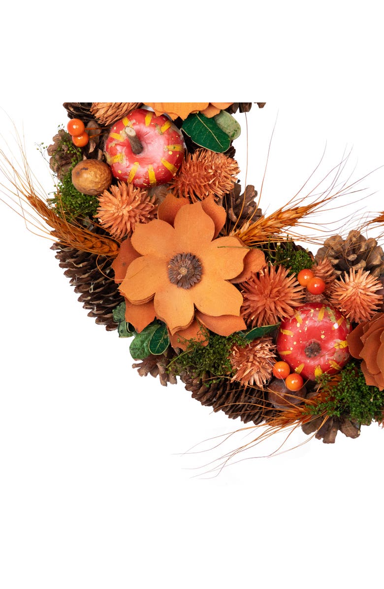 Northlight Flowers, Gourds and Pinecone Artificial Fall Harvest Wreath - 13.25", Alternate, color, 