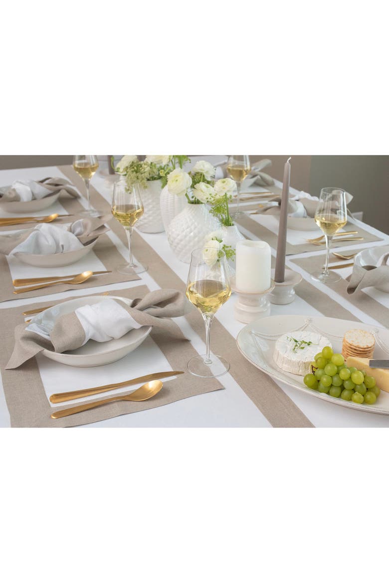 Linen Dinner Napkins Set of 4, 20 x 20" - Contempo, Alternate, color, Natural and White