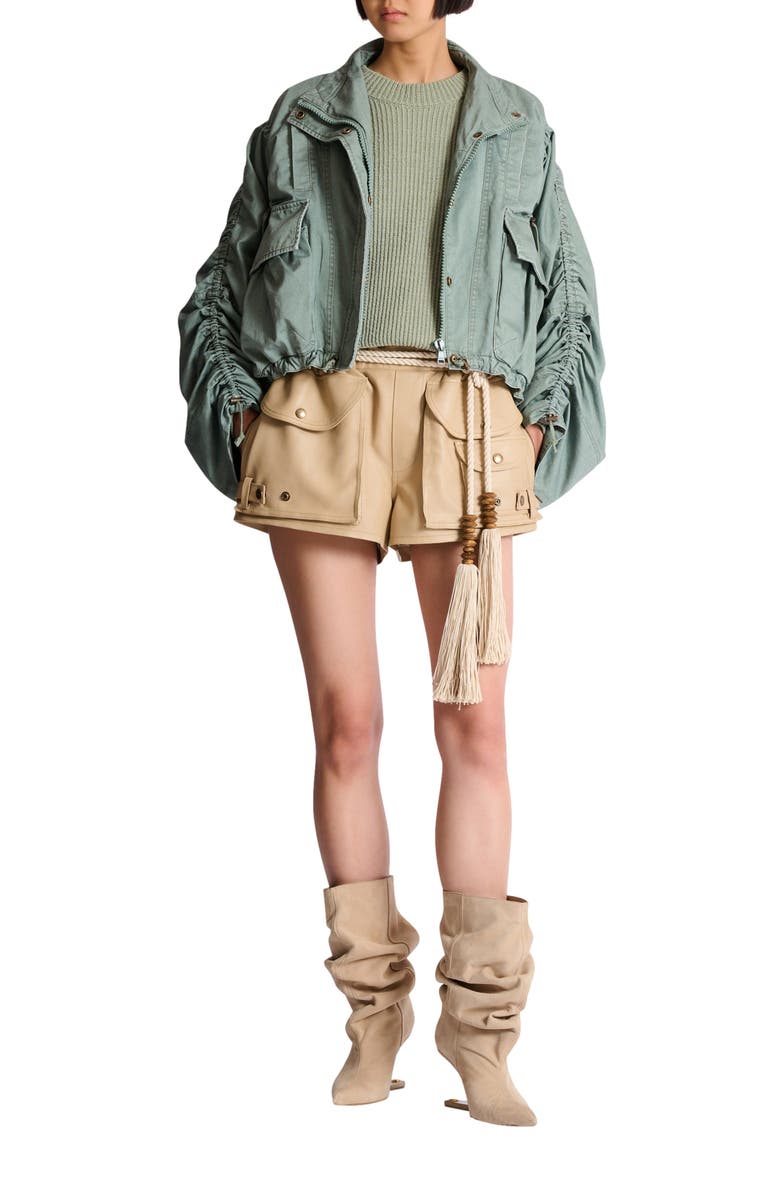 Balmain Cotton gabardine parka, Alternate, color, Green