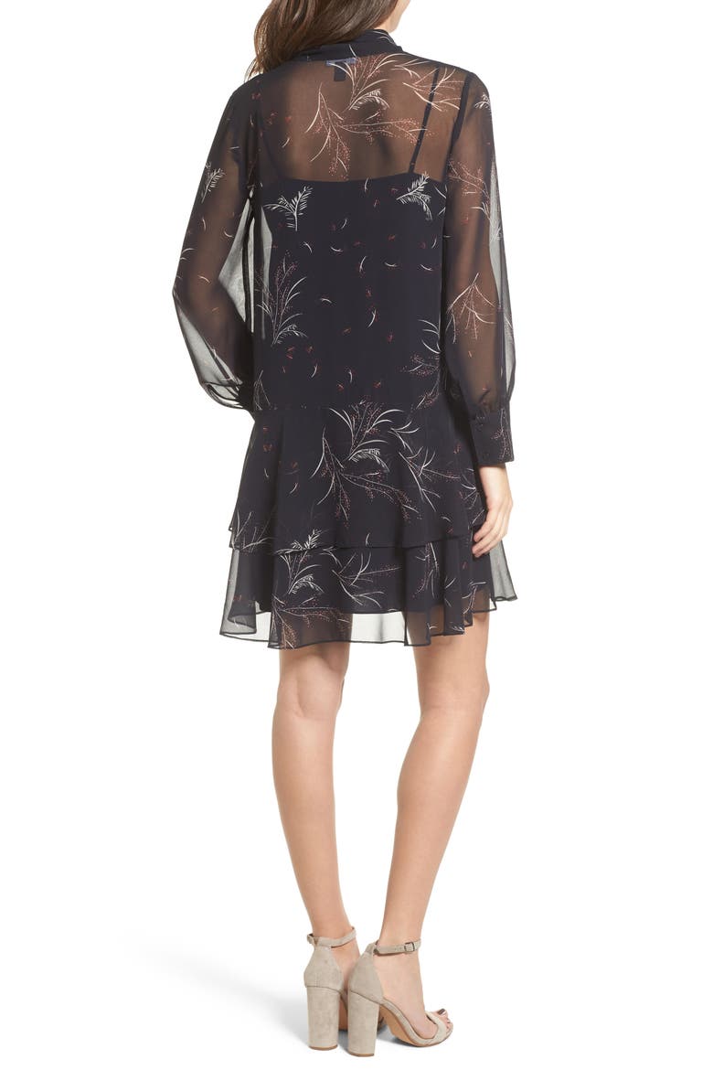 Tie Front Shirtdress, Alternate, color, NAVY WELL LEAVES AND BUDS