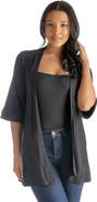 24seven Comfort Apparel Open Front Elbow Length Sleeve Cardigan