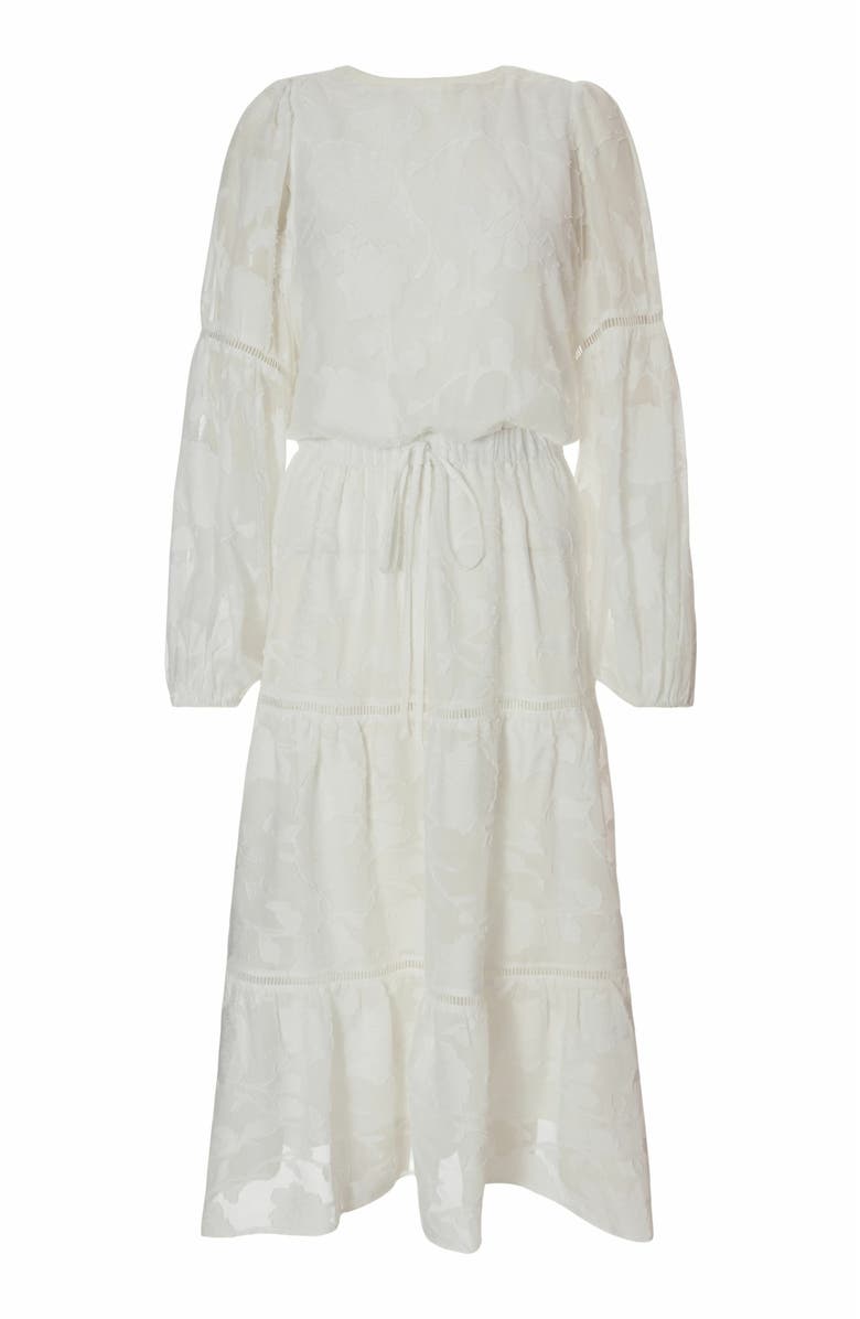 QUIZ Jacquard Midi Dress with Balloon Sleeve, Alternate, color, 