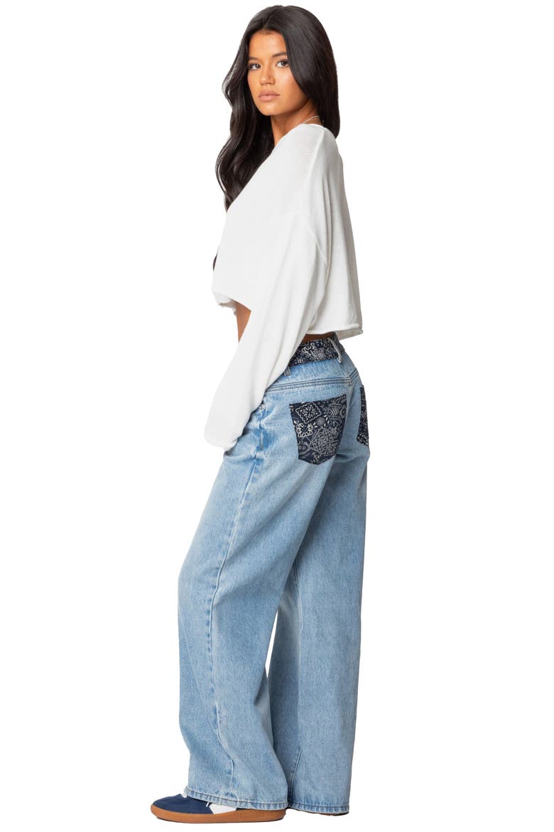 Bandana Bliss Low Rise Wide Leg Jeans, Alternate, color, BLUE-WASHED