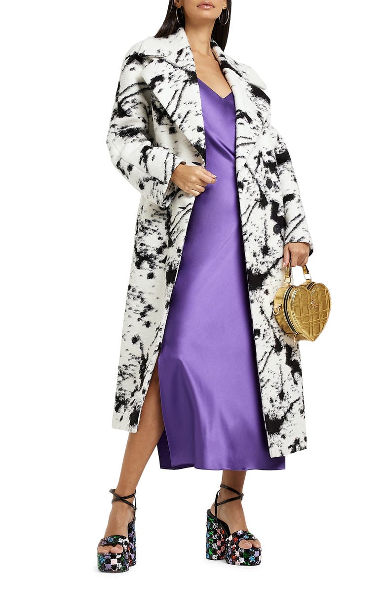 River Island Longline Double Breasted Coat, Main, color, 