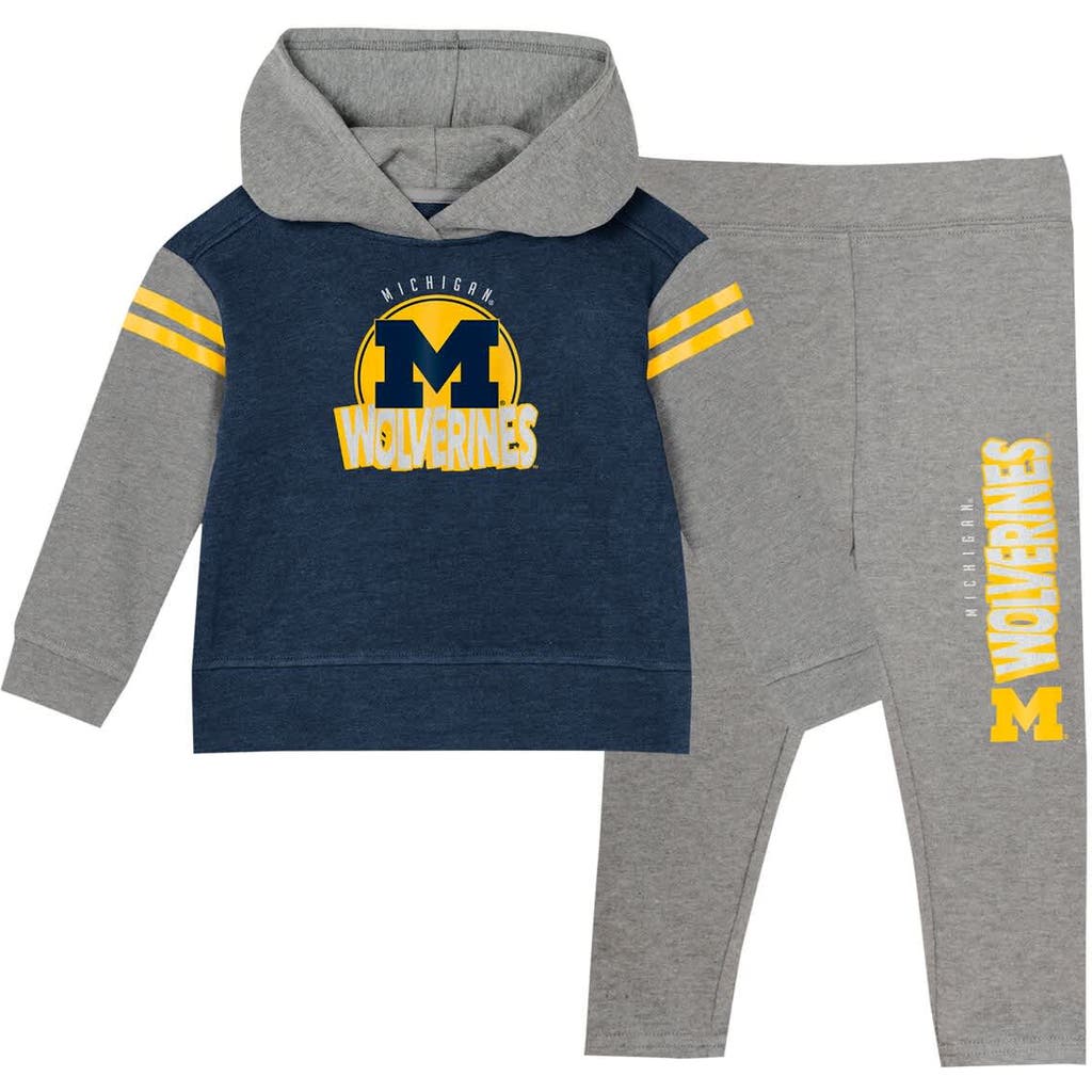 Outerstuff Kids' Girls Infant Navy Michigan Wolverines Clubhouse Pullover Hoodie & Legging Set In Blue