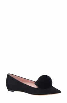 amour pompom pointed toe flat