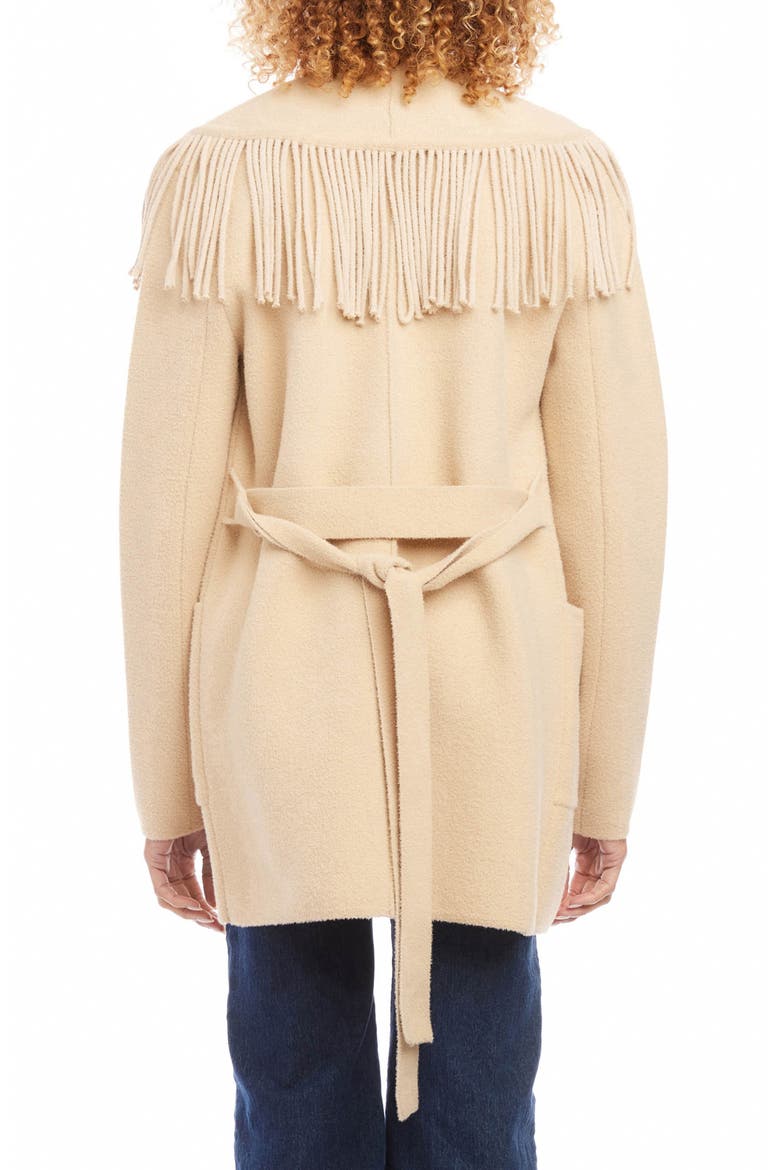 Fringe Belted Longline Jacket, Alternate, color, SAND