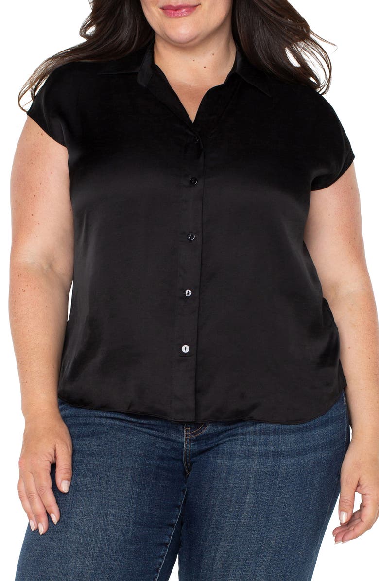 Liverpool Los Angeles Dolman Sleeve Satin Shirt, Main, color,