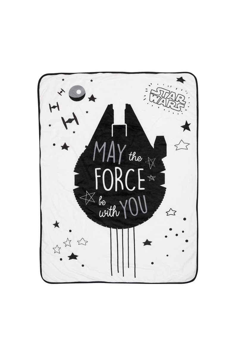 Lambs & Ivy Star Wars Millennium Falcon Soft Faux Shearling Baby Blanket, Main, color, White