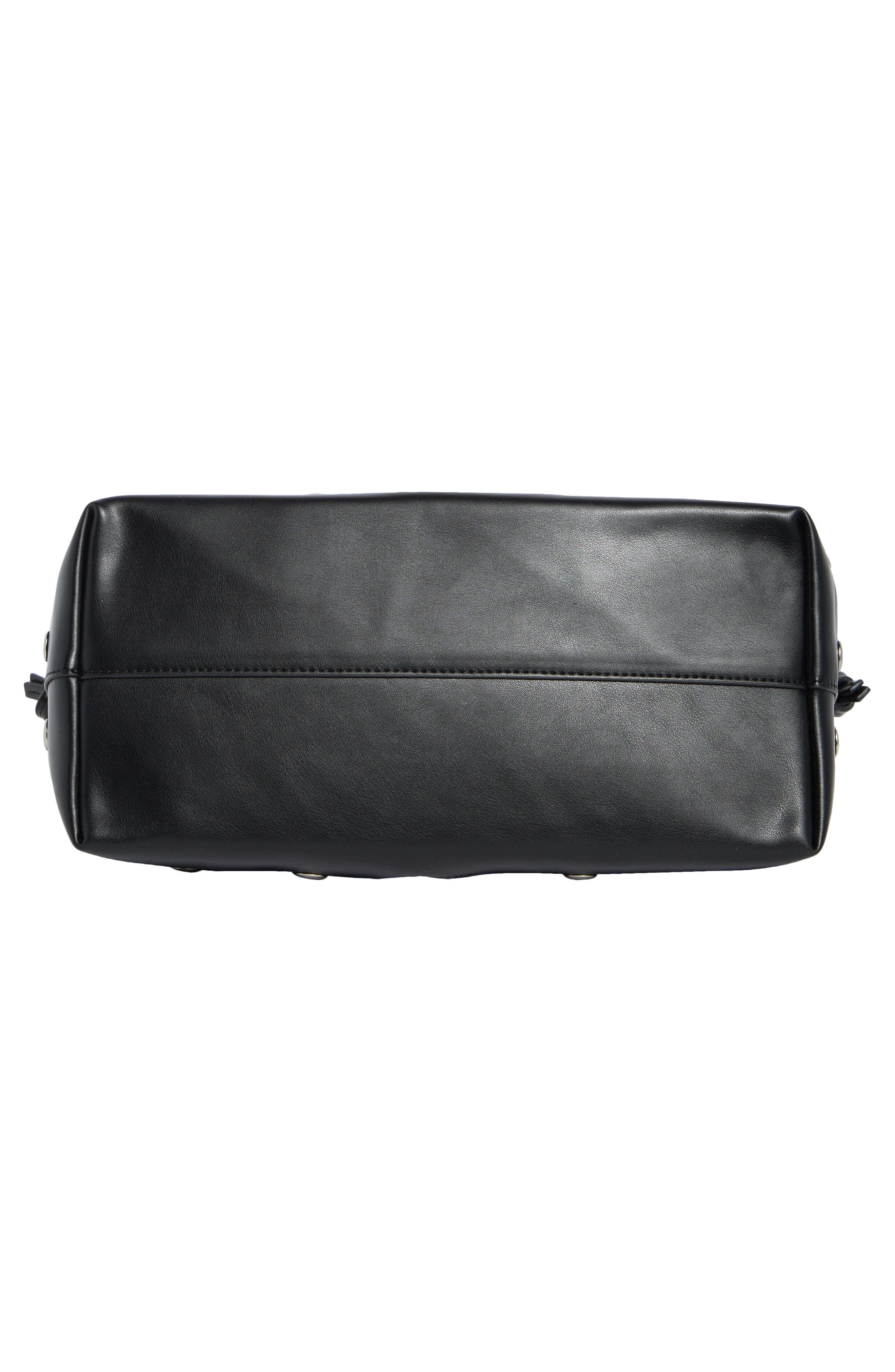 Studded Drawstring Faux Leather Shoulder Bag, Alternate, color, BLACK