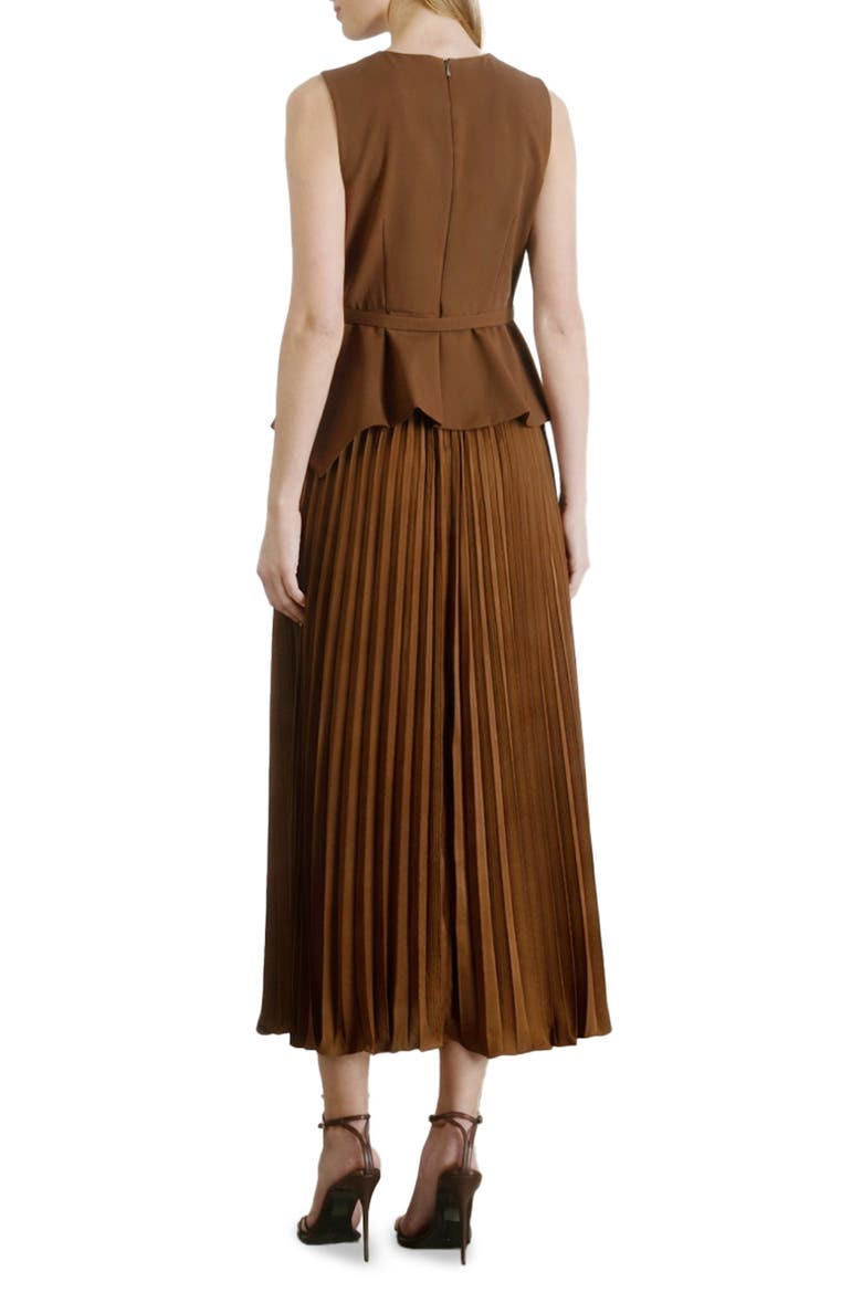 Twofer Belted Midi Dress, Alternate, color, BROWN