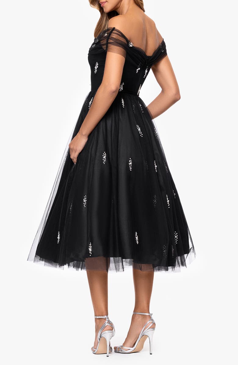 Betsy & Adam Embellished Tulle Cocktail Dress, Alternate, color, Black