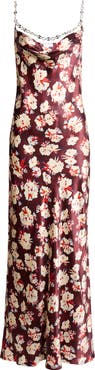 Rabanne Floral Chain Strap Silk Satin Gown