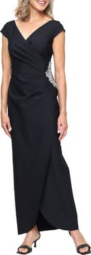 Alex Evenings Ruched Beaded Gown