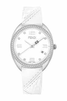 Fendi Women's Momento Fendi Diamond Bezel Leather Strap Watch, 34mm - 0.35 ctw