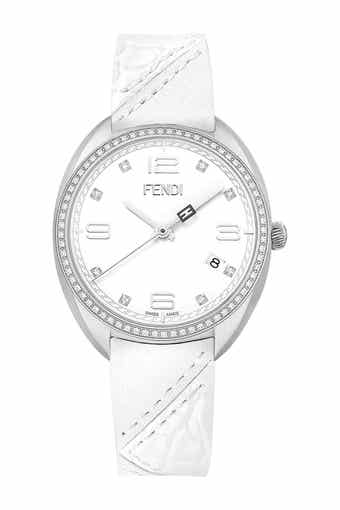 Women's Momento Fendi Diamond Bezel Leather Strap Watch, 34mm - 0.35 ctw