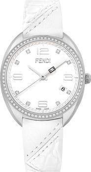 Fendi Women's Momento Fendi Diamond Bezel Leather Strap Watch, 34mm - 0.35 ctw
