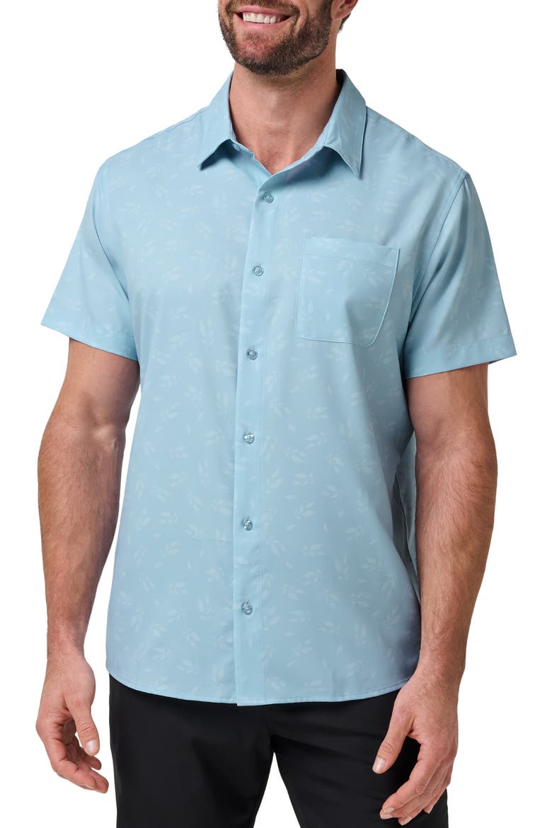 Techwoven Waterfall Short Sleeve Performance Button-Up Shirt, Main, color, DREAM BLUE