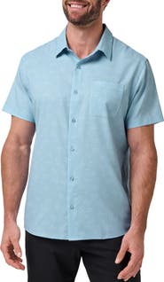 TravisMathew Techwoven Waterfall Short Sleeve Performance Button-Up Shirt