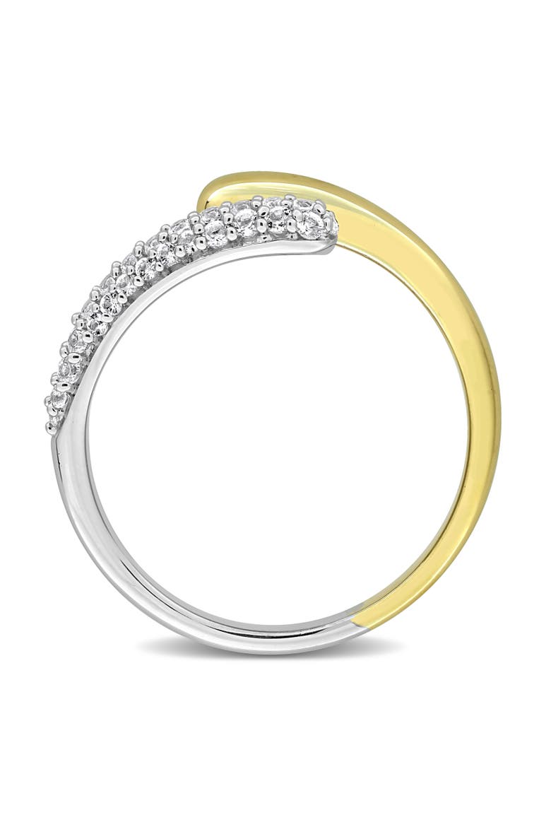 Created White Sapphire Bypass Ring Yellow Silver, Alternate, color, Yellow-Plated Sterling Silver