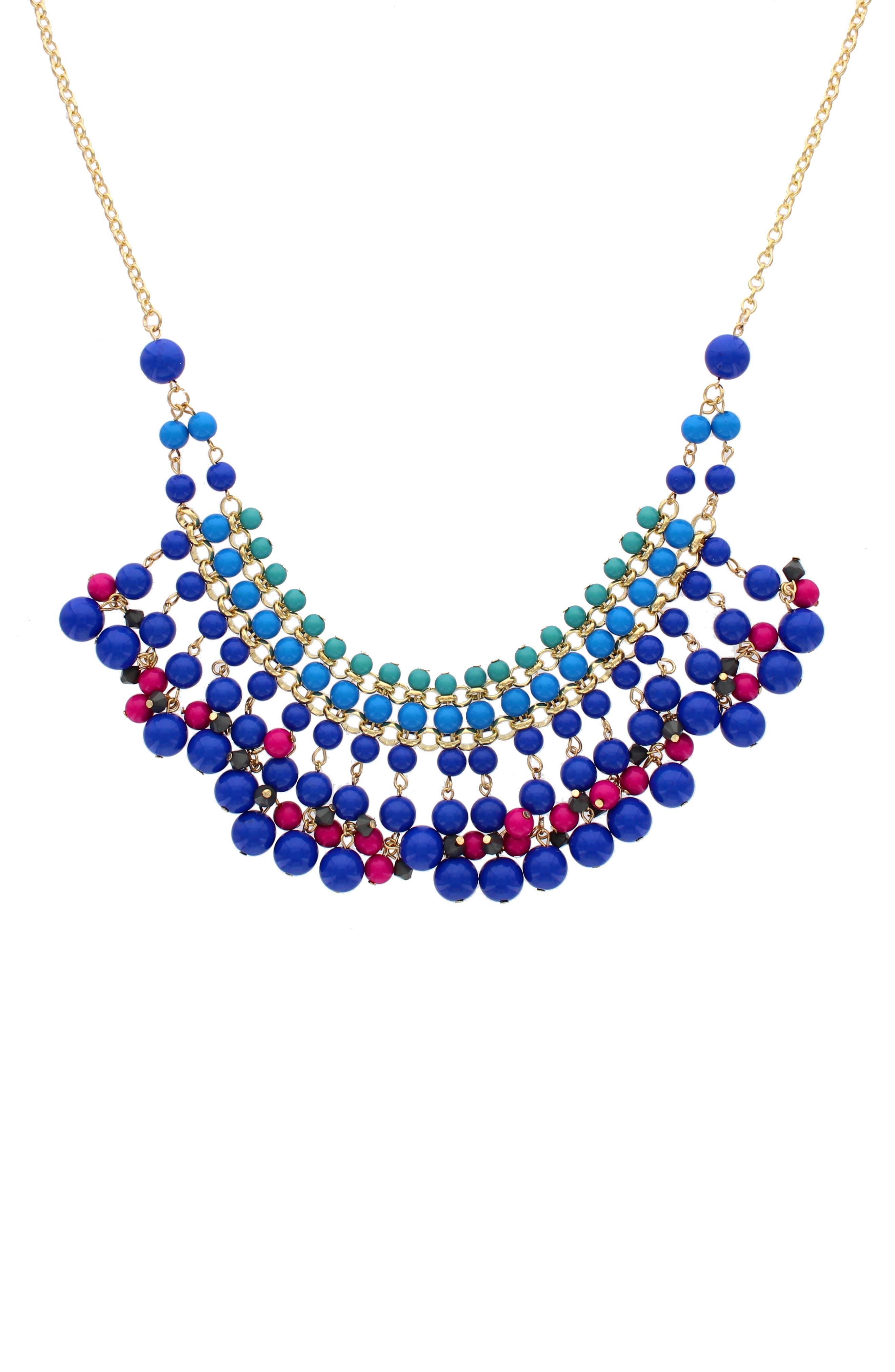 OLIVIA WELLES Beaded Fringe Bib Necklace
