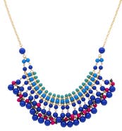 OLIVIA WELLES Beaded Fringe Bib Necklace