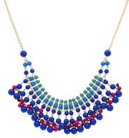 OLIVIA WELLES Beaded Fringe Bib Necklace