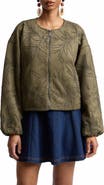 Bagatelle Leaf Embroidery Faux Suede Jacket