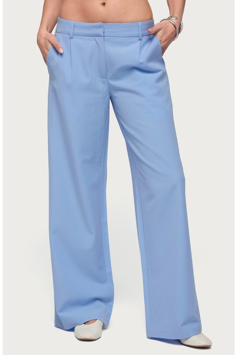 Pinstripe Low Rise Straight Leg Pants, Main, color, LIGHT-BLUE