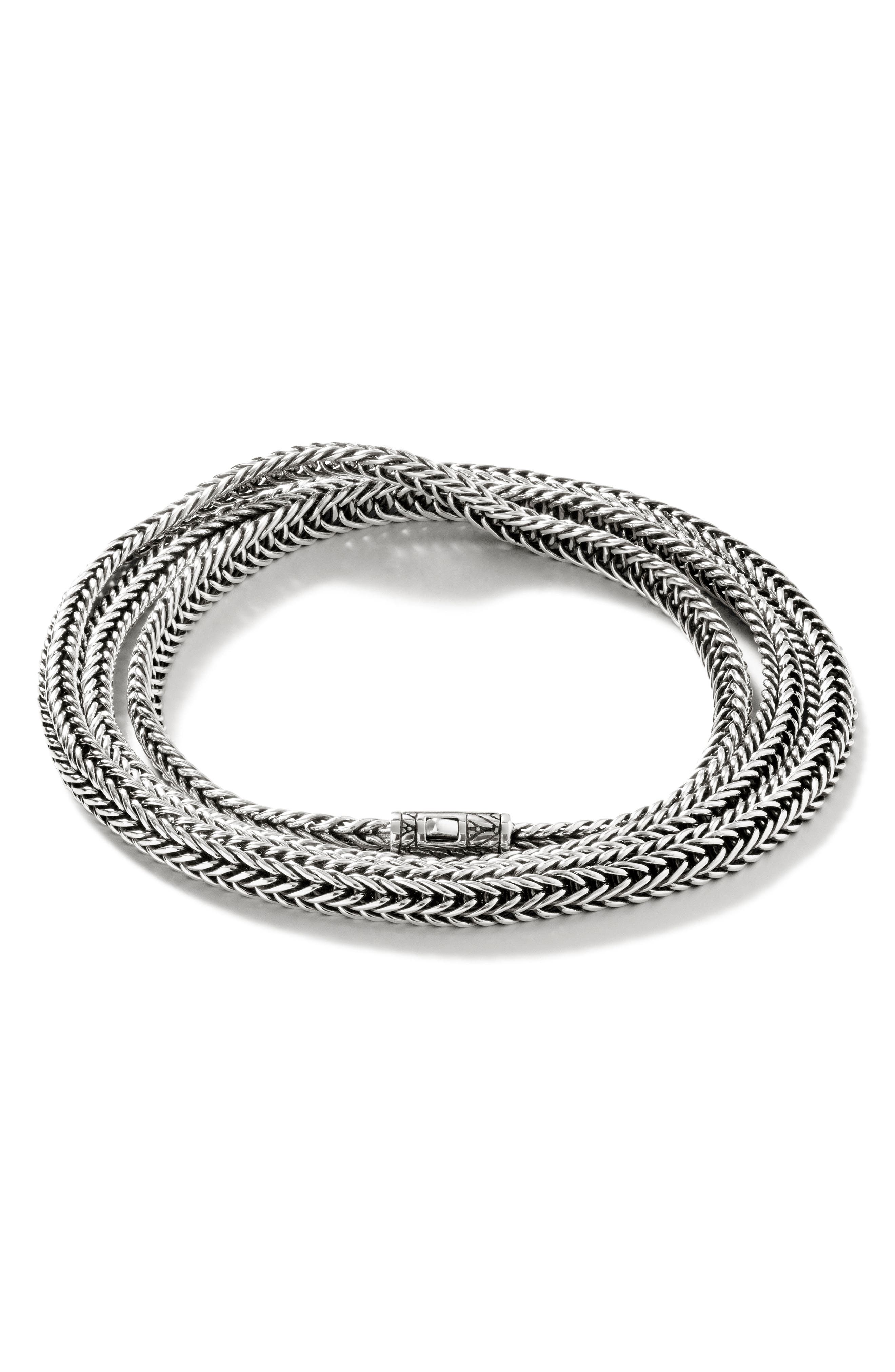 John Hardy Kami Chain Triple Wrap, Silver, 4.5mm
