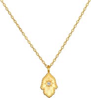 Satya Jewelry Protective Hand White Topaz Hamsa Necklace
