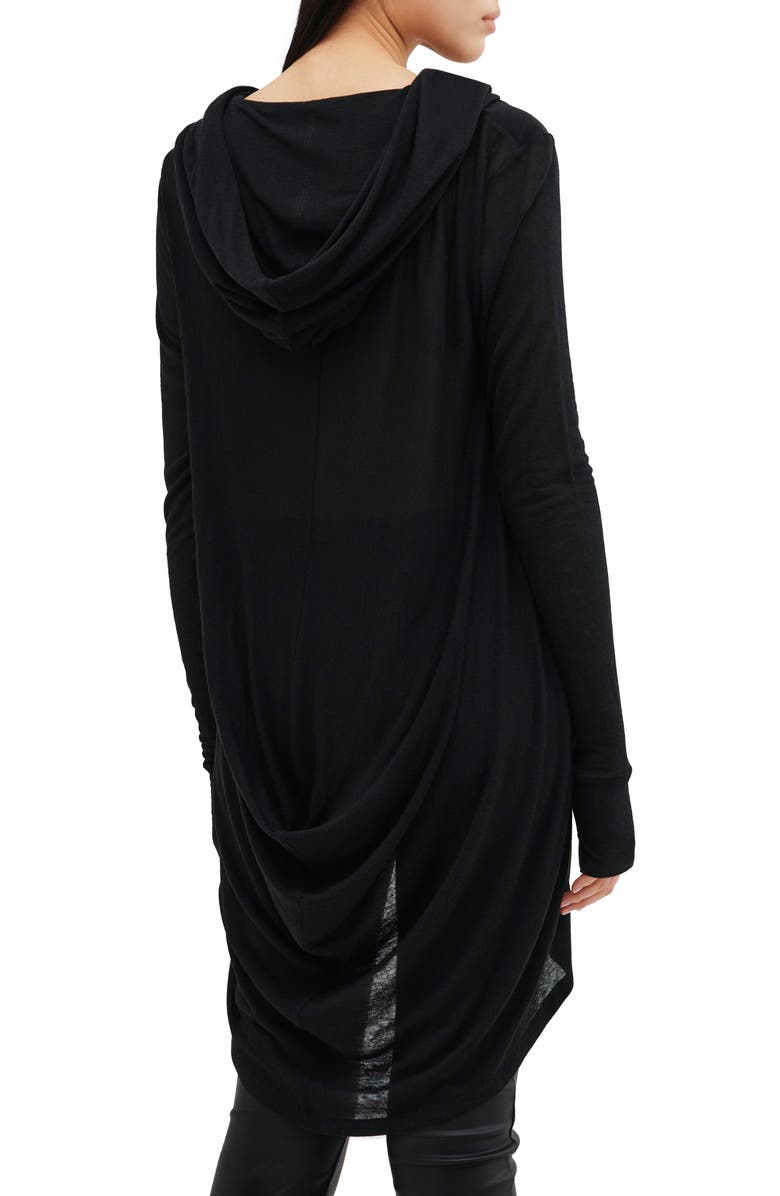 Two Lines by Marcella Berkeley Hooded Tunic Top, Alternate, color, Black