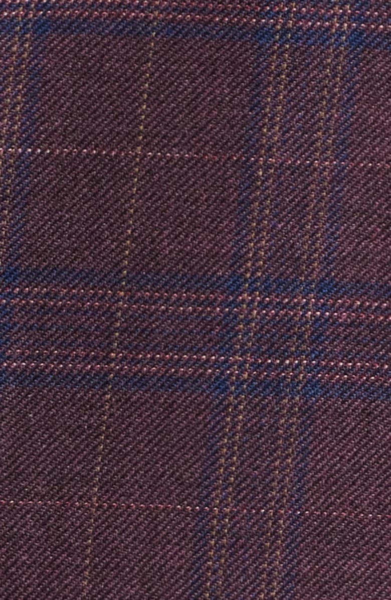 Johnston & Murphy Burgundy Windowpane Plaid Wool Sport Coat, Alternate, color, Burgundy Plaid