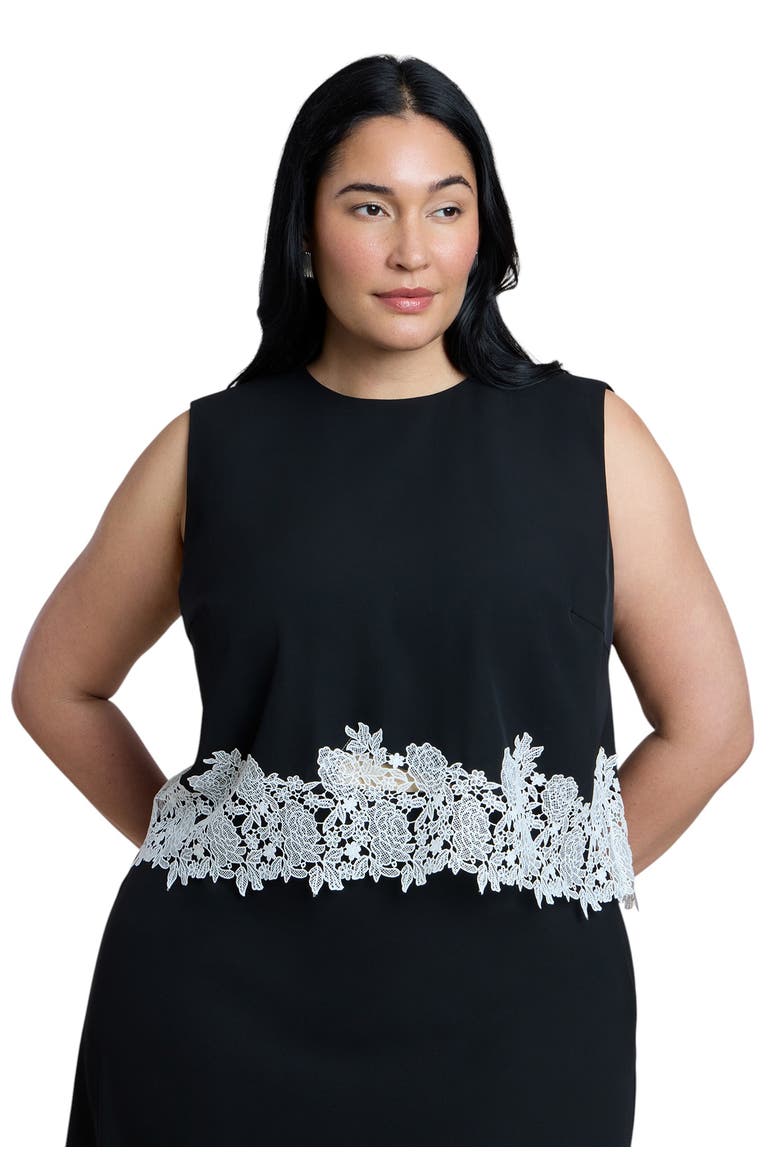 Sleeveless Lace Trimmed Top, Main, color, BLACK ONYX