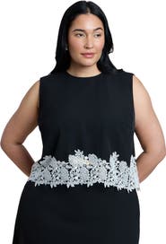 ELOQUII Sleeveless Lace Trimmed Top