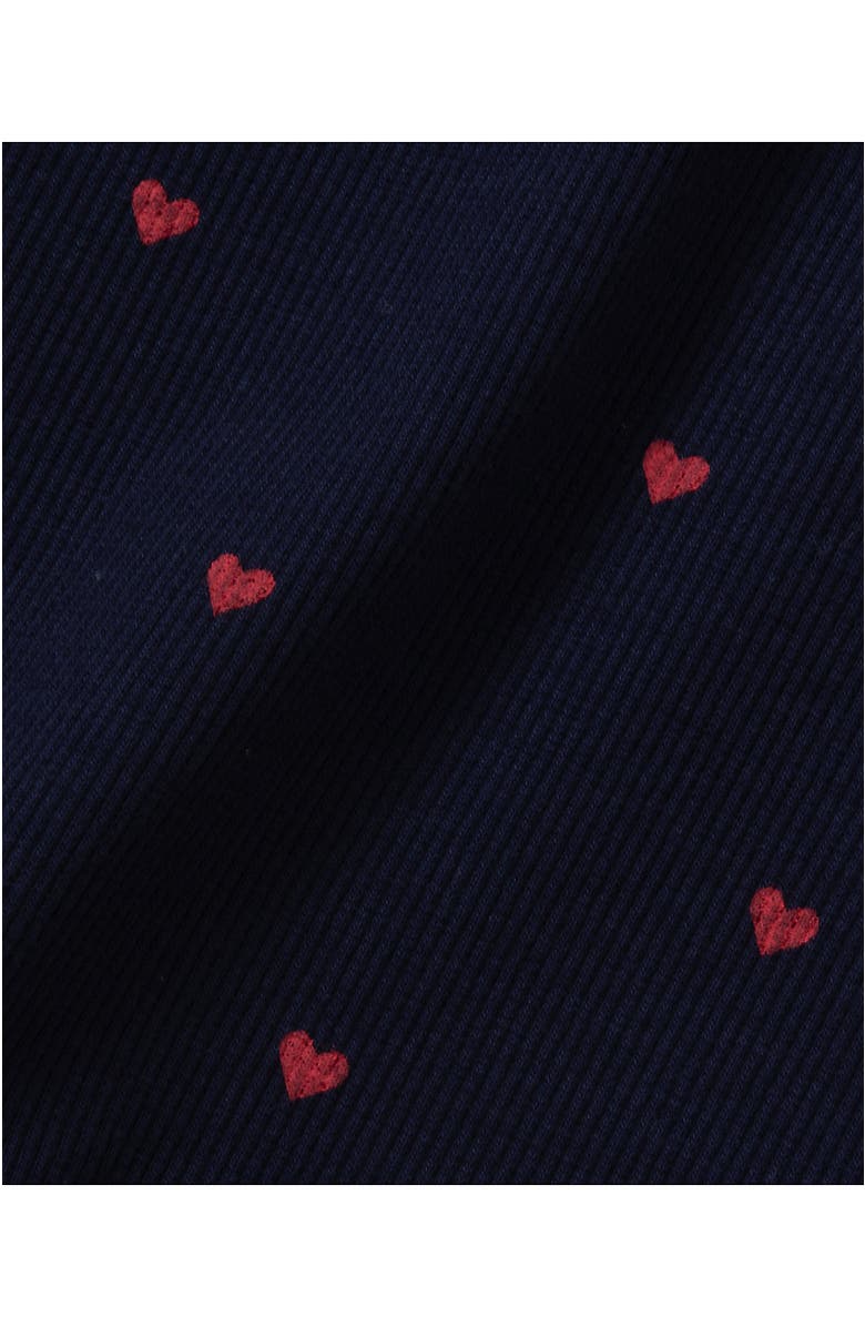 Lands
 End Girls Short Sleeve Ribbed Henley T-Shirt, Alternate, color, Deep Sea Navy Mini Hearts