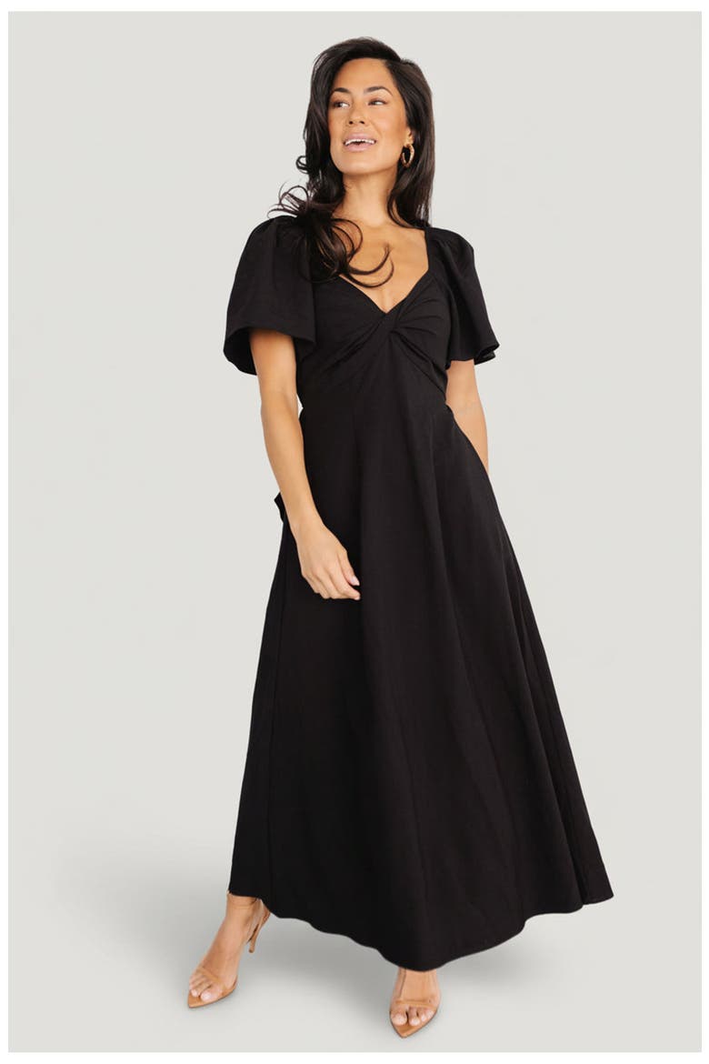 Indie Back Tie Dress, Main, color, Black