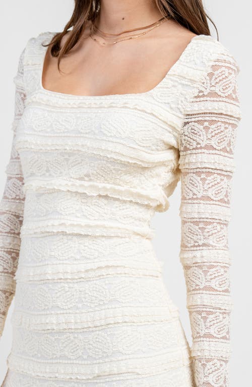 Beivy Lace Long Sleeve Minidress In White