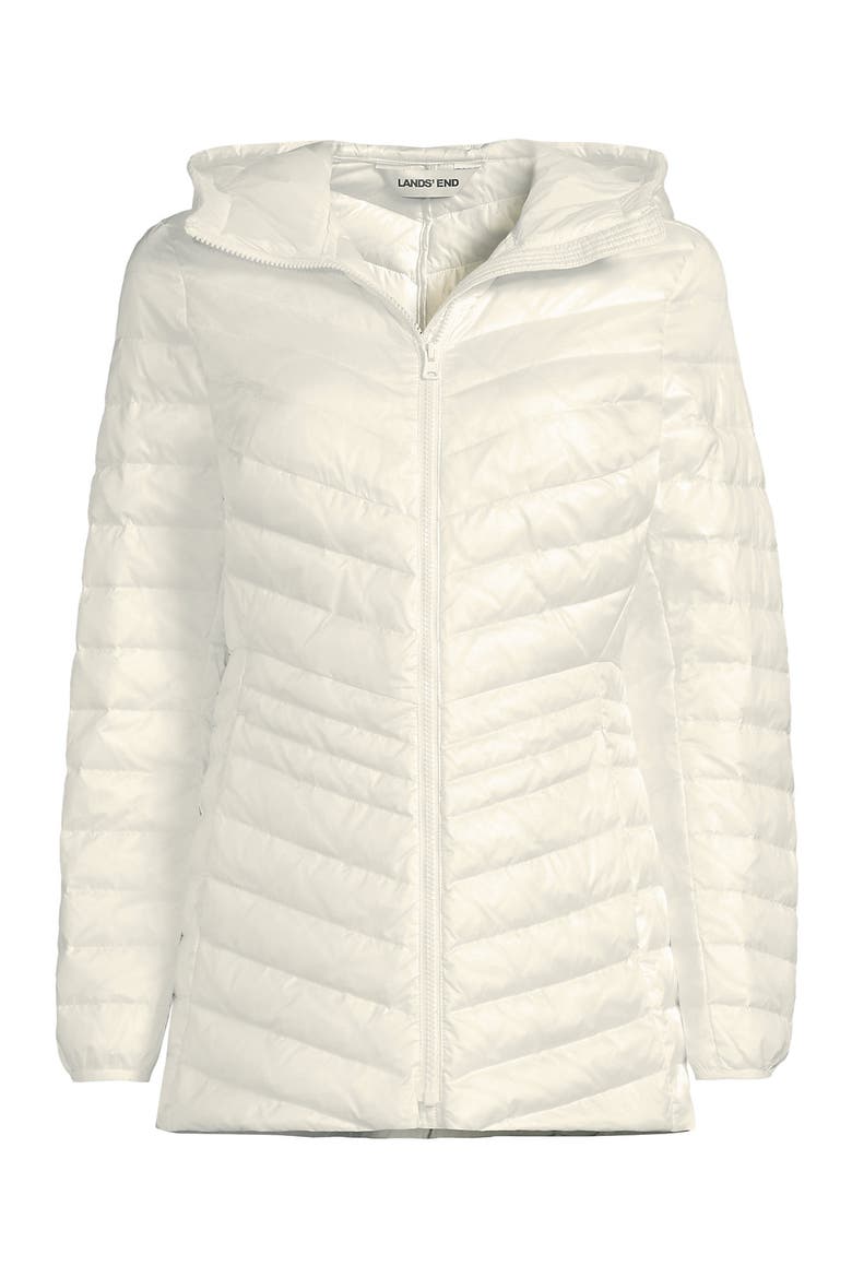 Plus Size Wanderweight Packable Down Long Jacket, Alternate, color, Ivory Shine