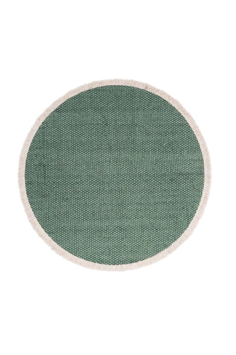 Fringed Aspen 100% Cotton Round Set of 6 Placemats 15", Alternate, color, Green