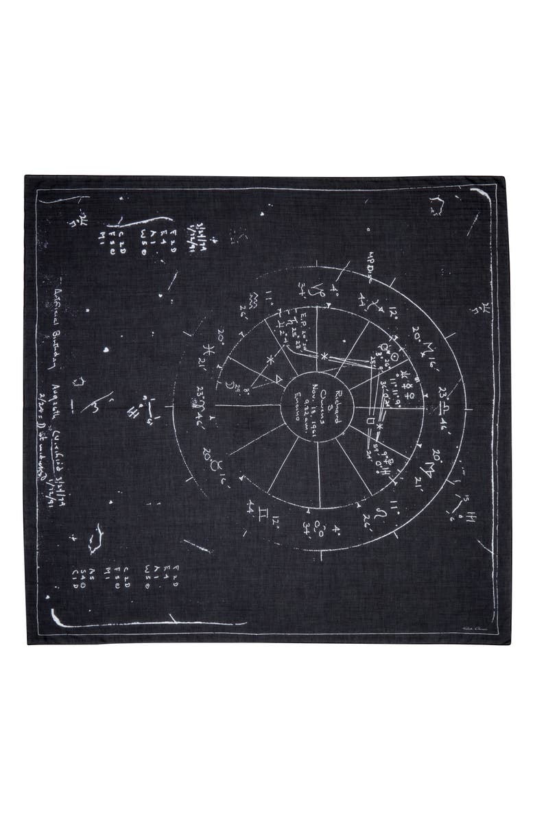 Rick Owens Temple Astrology Print Cotton Scarf, Alternate, color, Black/ Milk